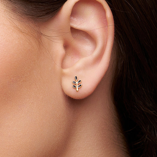Leaf Style Enamel Stud - KYMEE
