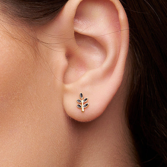 Leaf Style Enamel Stud - KYMEE