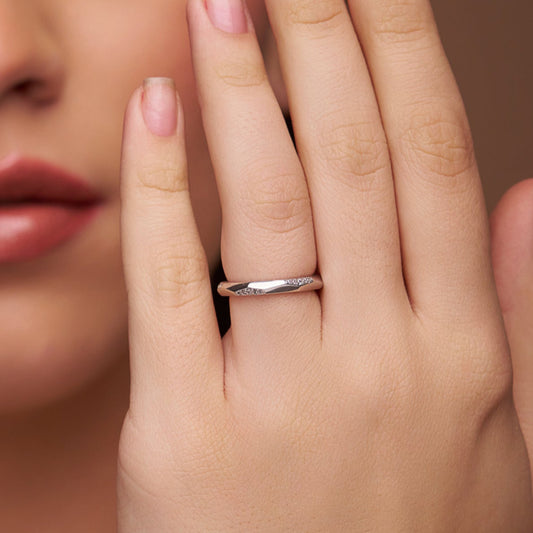 Geometric Silver Diamond Ring - KYMEE