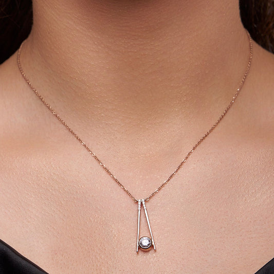 Silver Necklace with Brilliant Center Stone - KYMEE