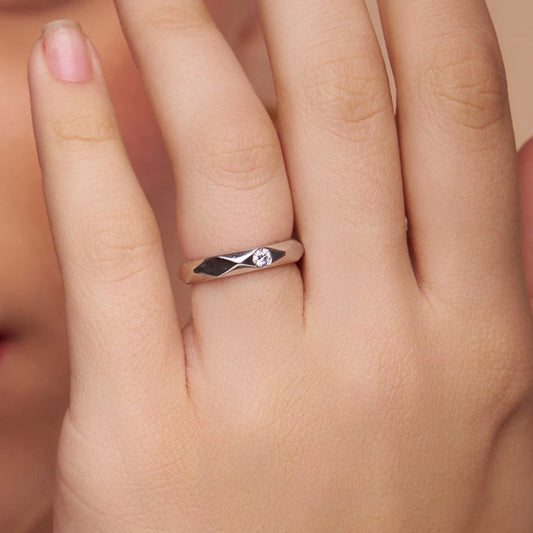 Faceted Elegance Silver Ring - KYMEE