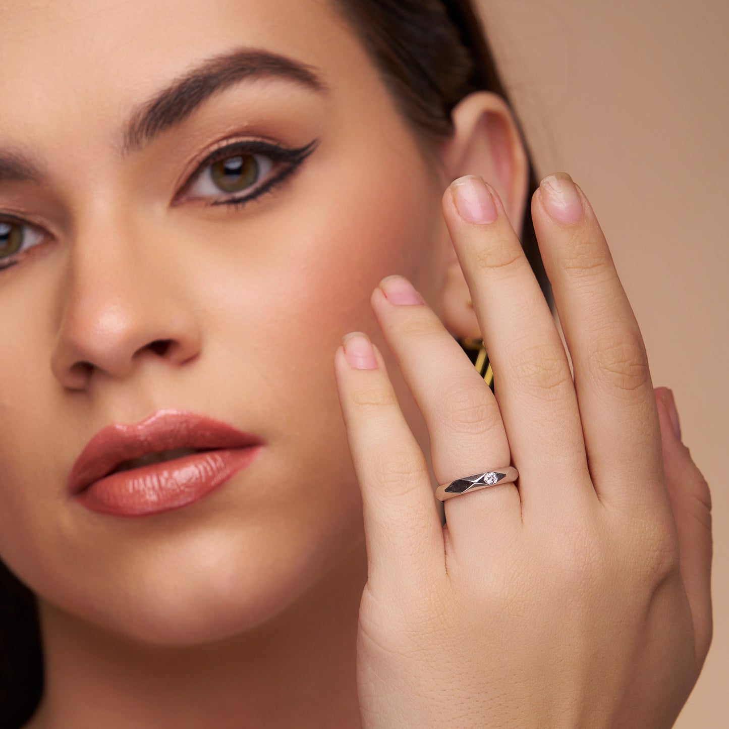 Faceted Elegance Silver Ring - KYMEE