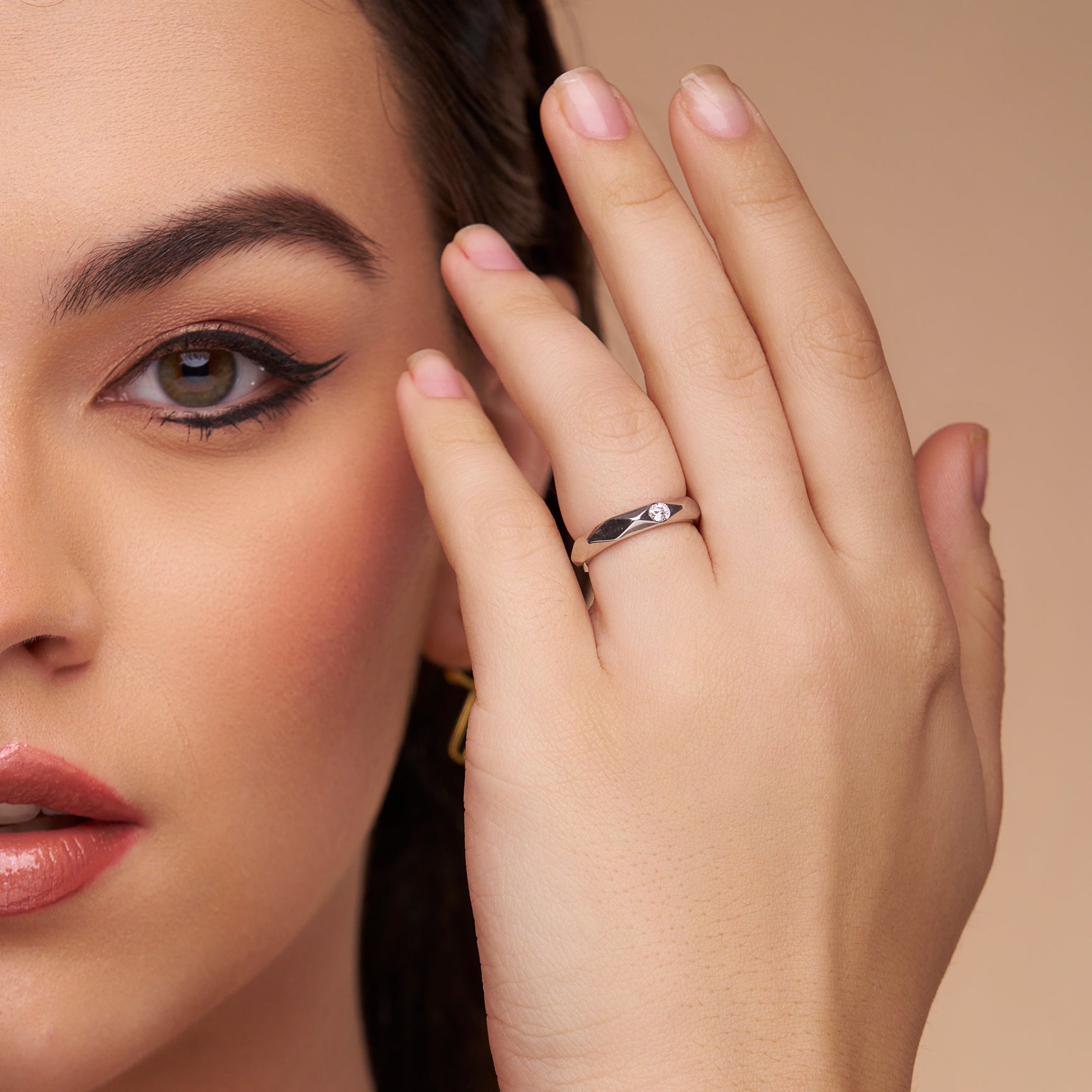 Faceted Elegance Silver Ring - KYMEE