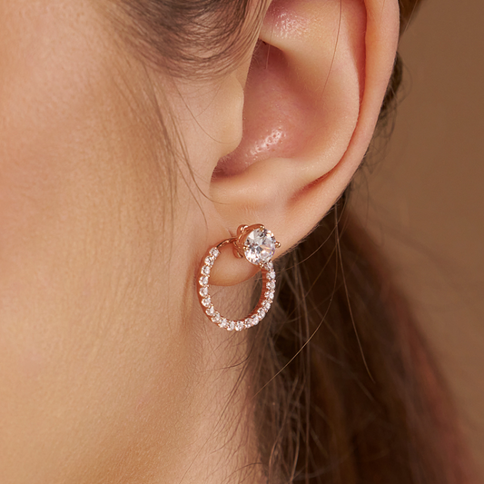 Circle Sparkle Stud Earrings - KYMEE