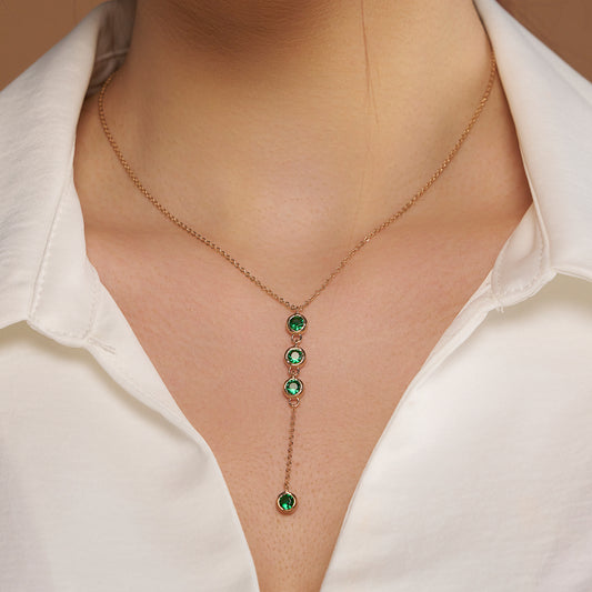 Green Diamond Drop Necklace - KYMEE