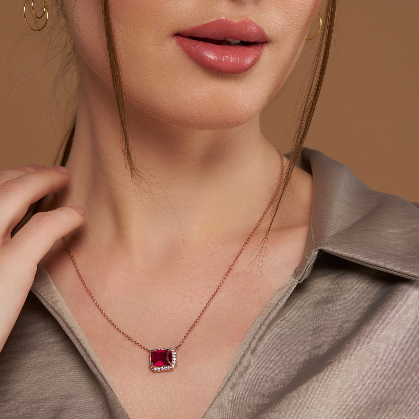 Ruby Glow Silver Pendant - KYMEE