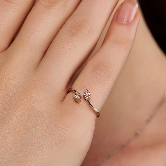 Pear Shape Silver Open Ring - KYMEE