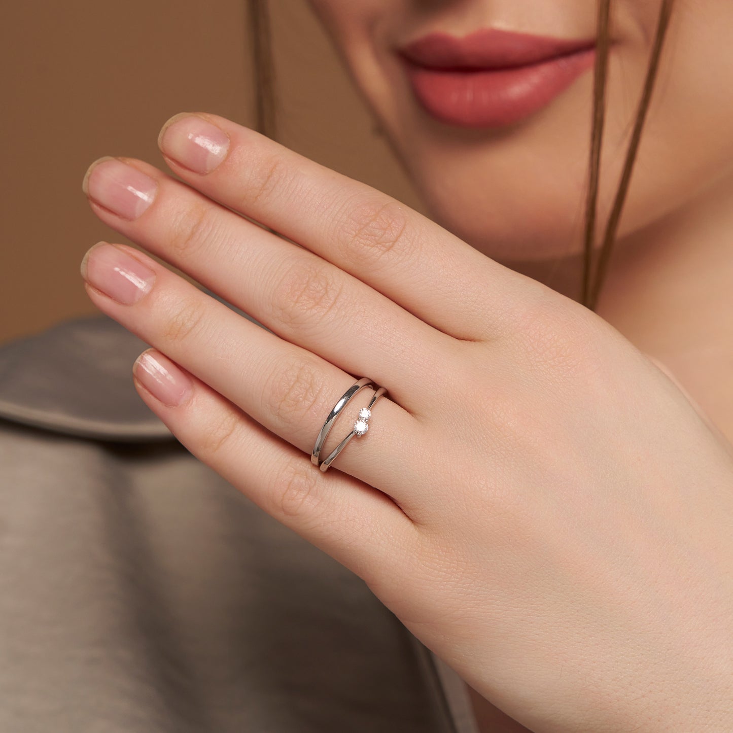 Round Diamond Duo Bridal Ring - KYMEE