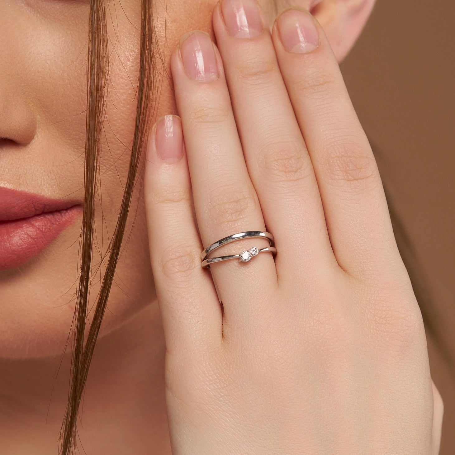 Round Diamond Duo Bridal Ring - KYMEE
