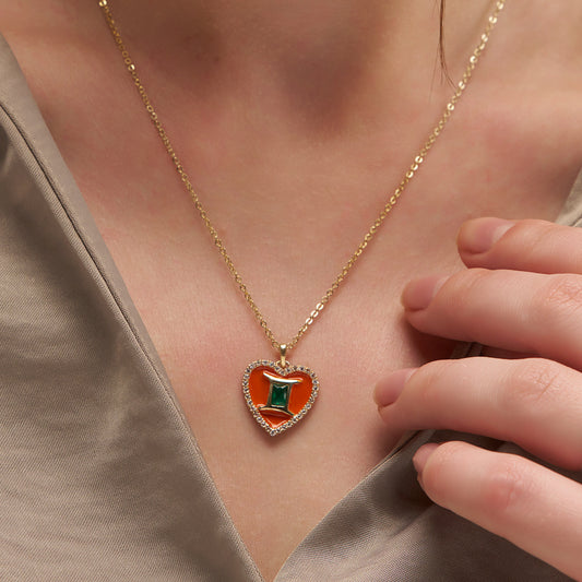 Enamel Heart Pendant Necklace - KYMEE