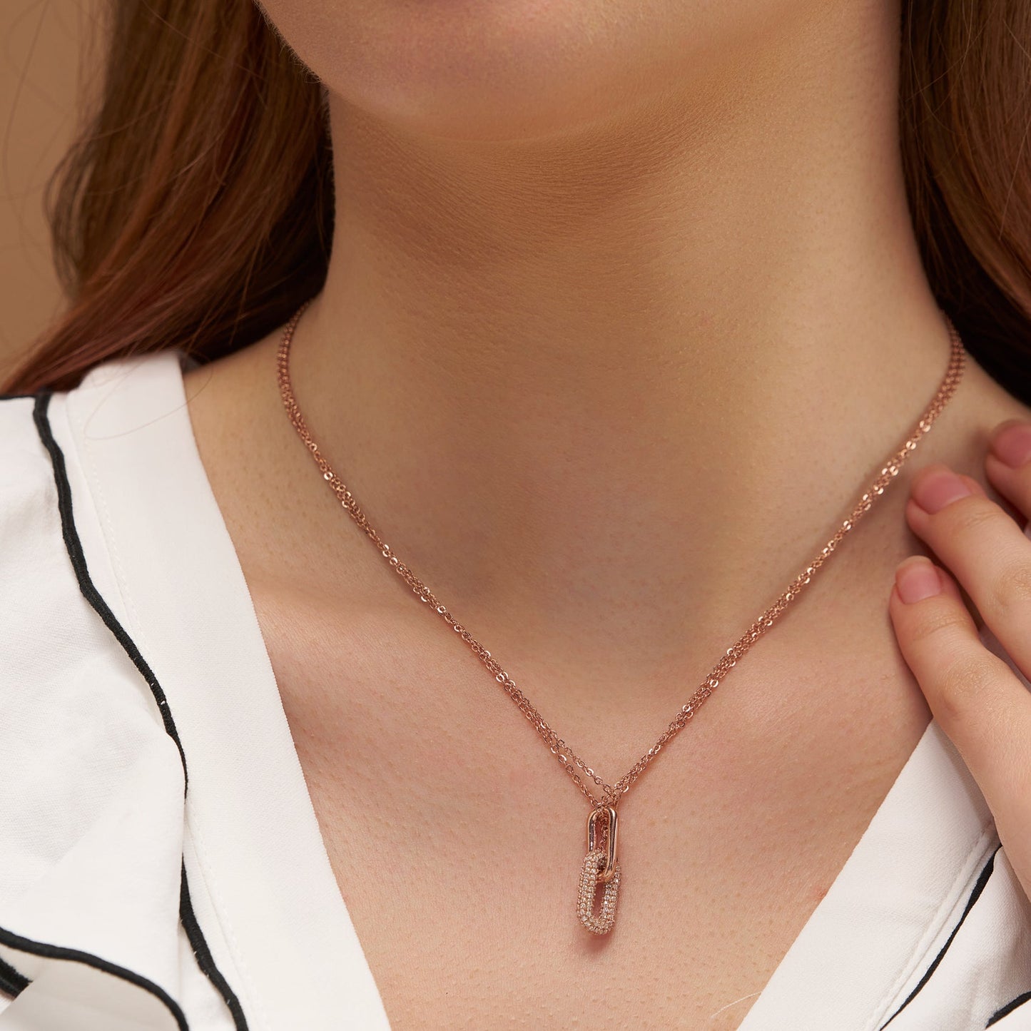 Modern Pave Link Necklace