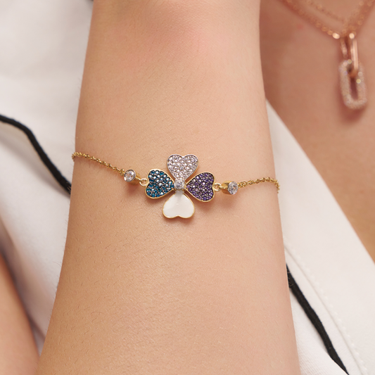 Colorful Clover Silver Bracelet - KYMEE