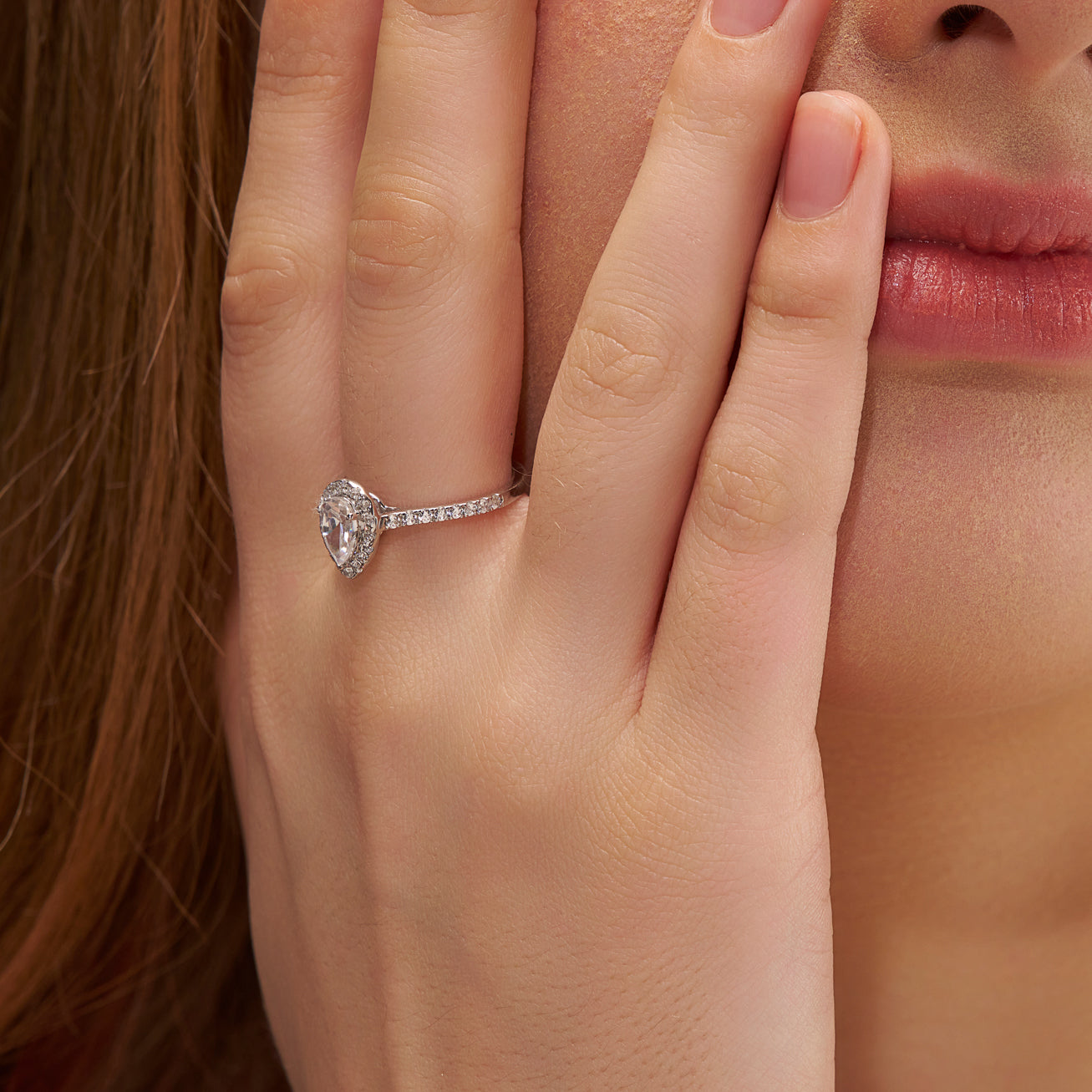 Timeless Elegant Pear Halo Ring - KYMEE