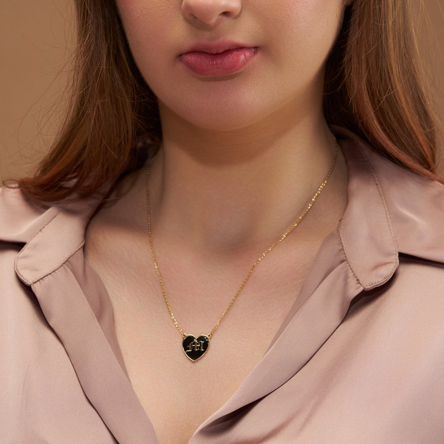 Gothic Initial Heart Necklace