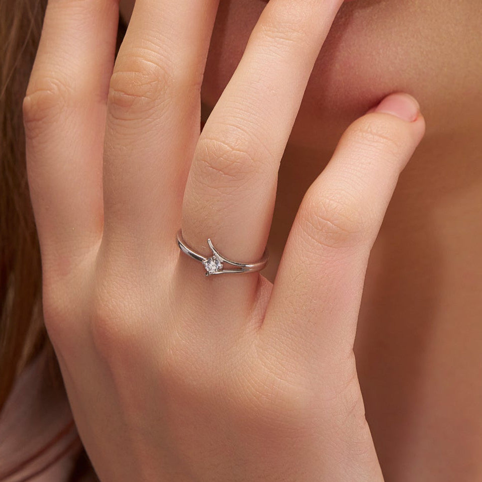 Solitaire Ring - Whisper Curve Design - KYMEE
