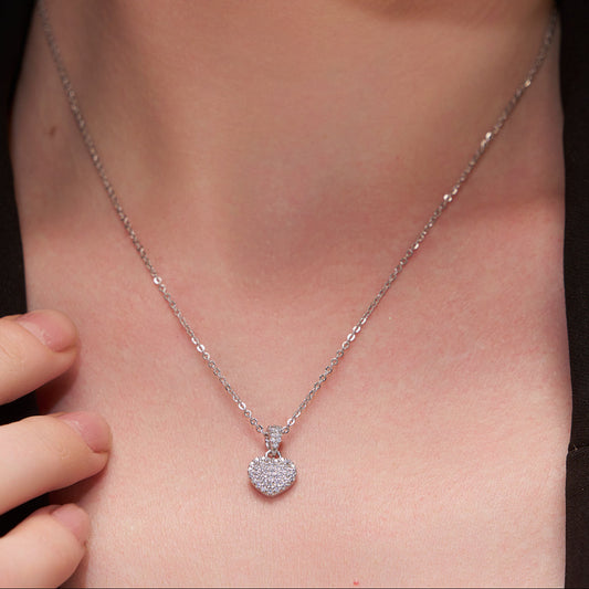 Dainty Pave Heart Necklace - KYMEE