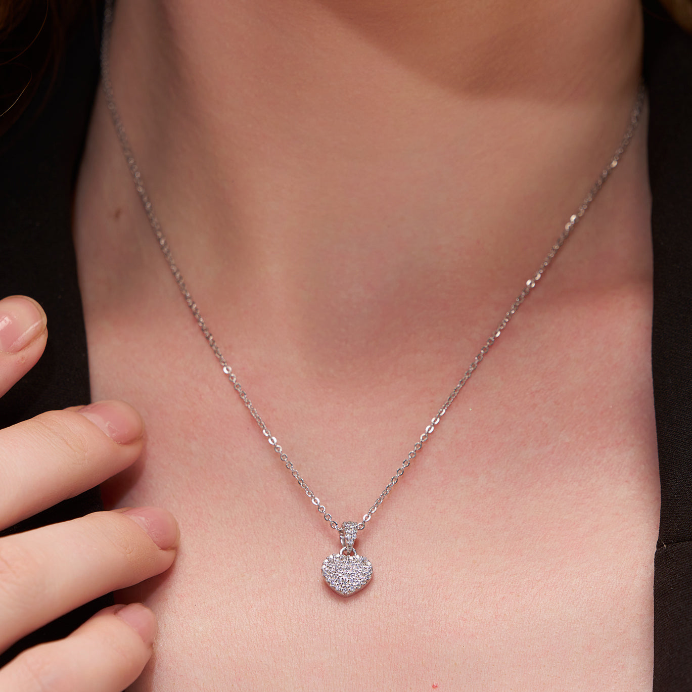 Silver Sparkling Heart Necklace