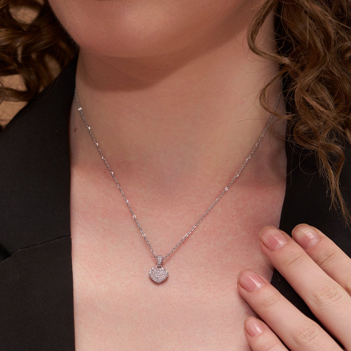 Dainty Pave Heart Necklace - KYMEE