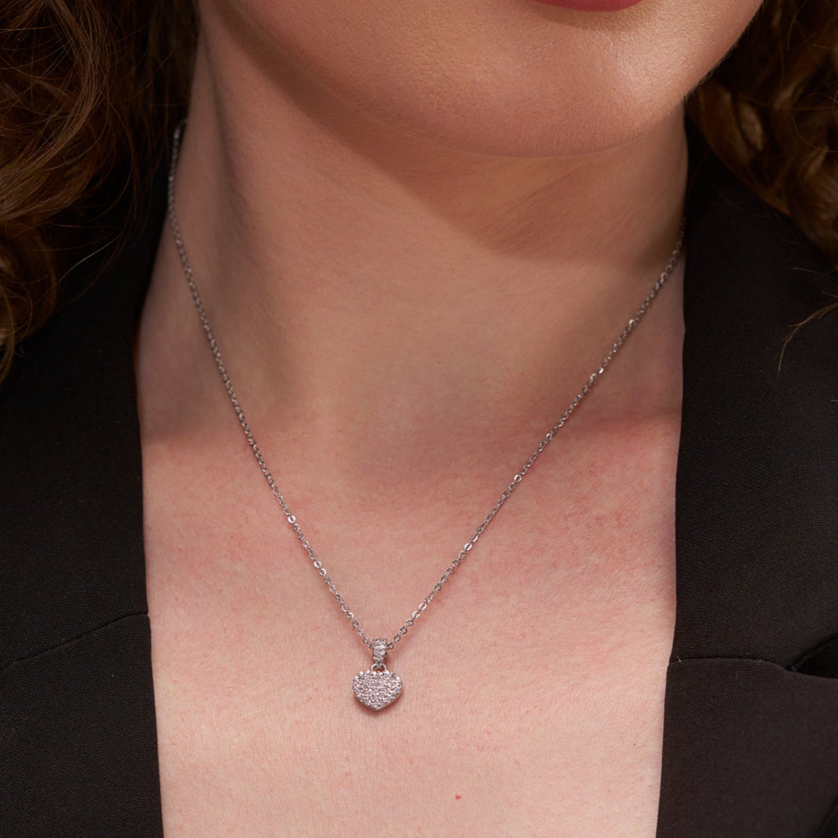 Dainty Pave Heart Necklace - KYMEE