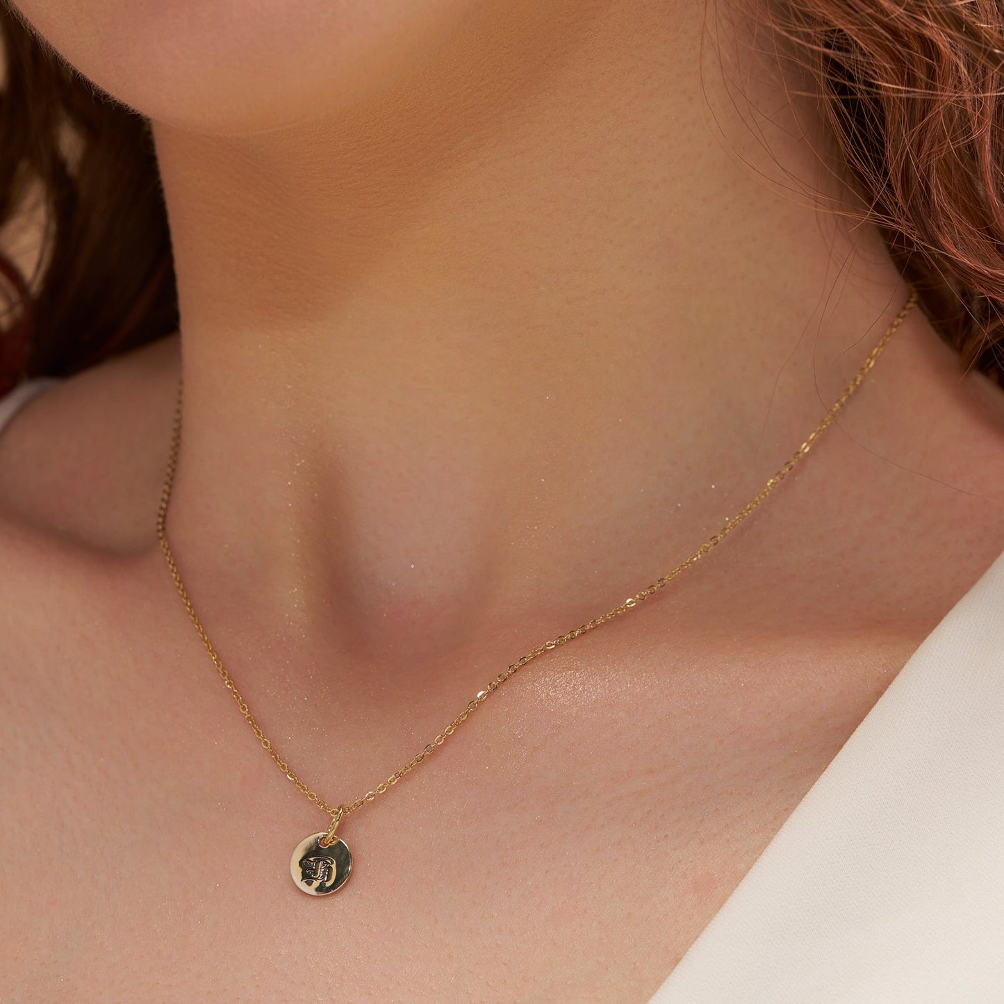 Silver Initial Disc Necklace