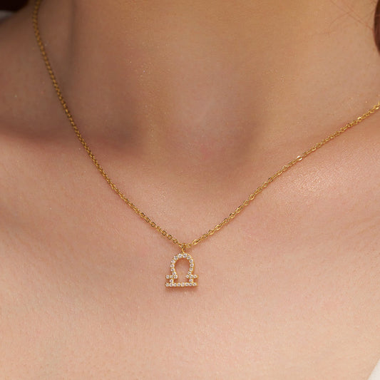 Diamond Libra Zodiac Necklace - KYMEE
