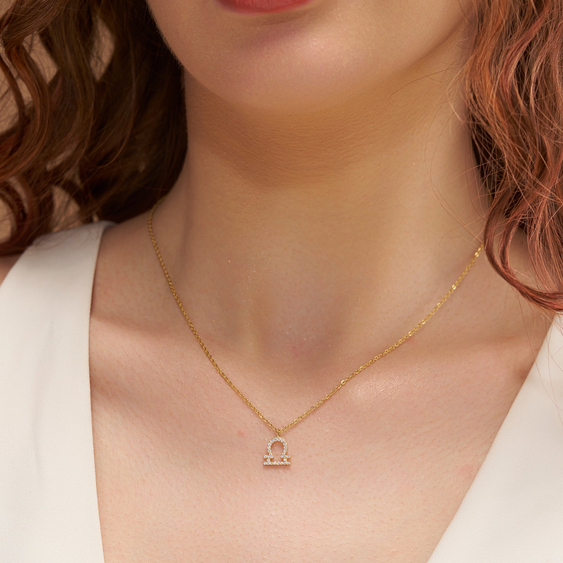 Diamond Libra Zodiac Necklace - KYMEE