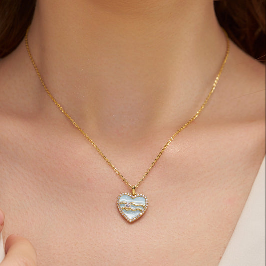 Ocean Wave Heart Necklace - KYMEE