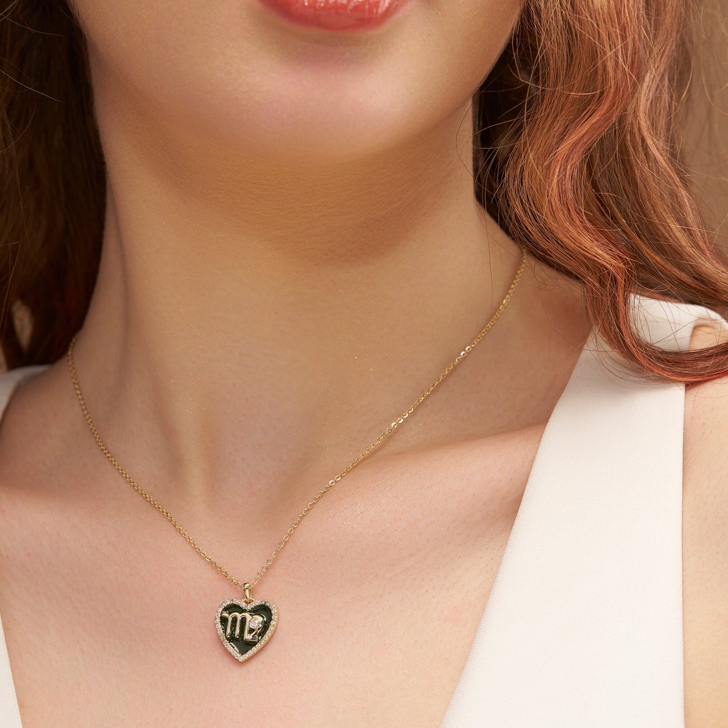 Heart Enamel Silver Necklace