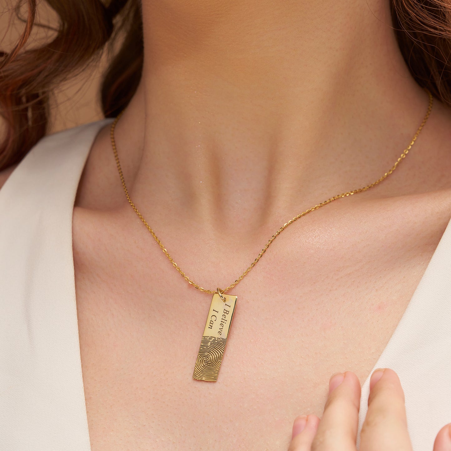 Inspirational Fingerprint Bar Necklace