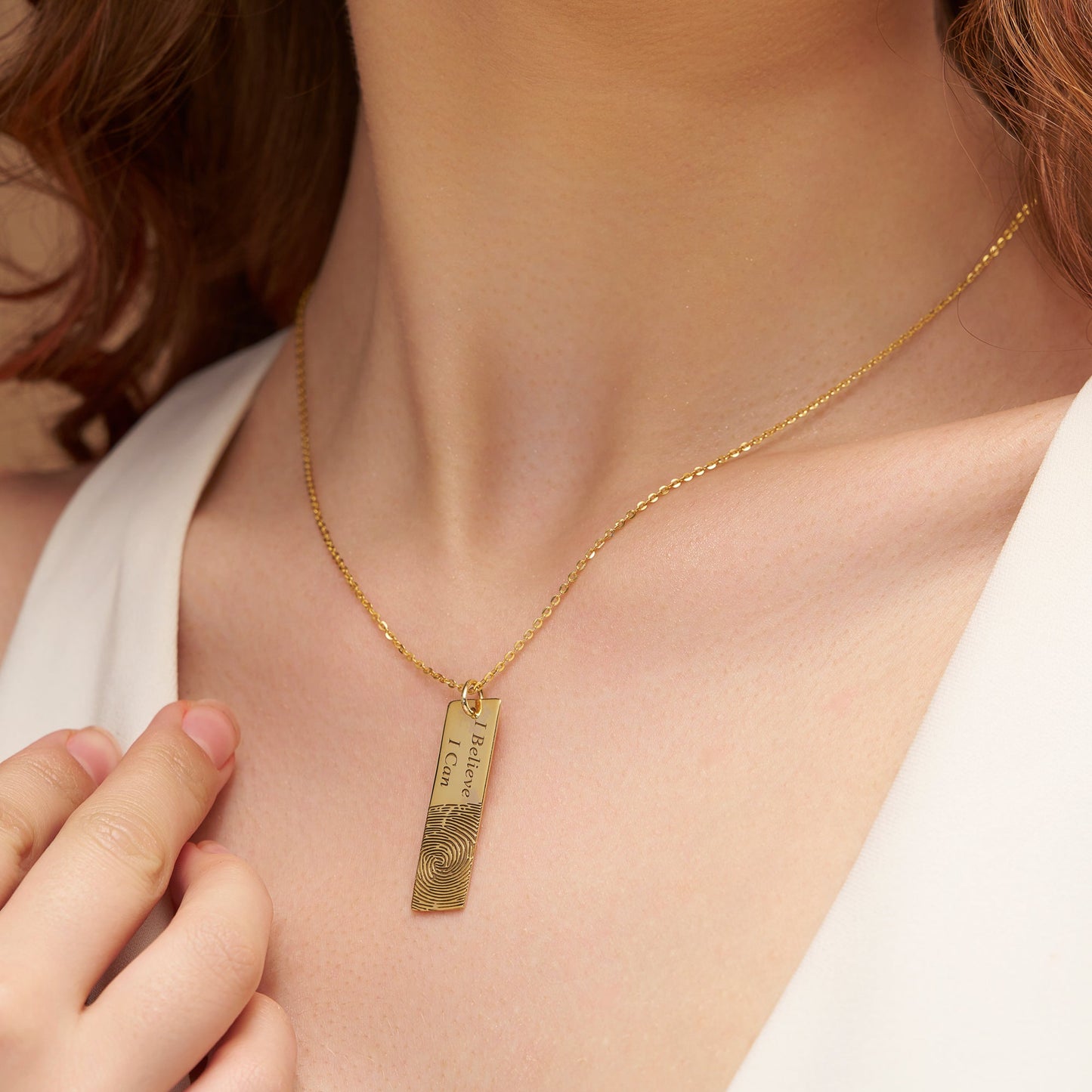 Inspirational Fingerprint Bar Necklace