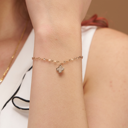 Diamond Clover Charm Bracelet - KYMEE
