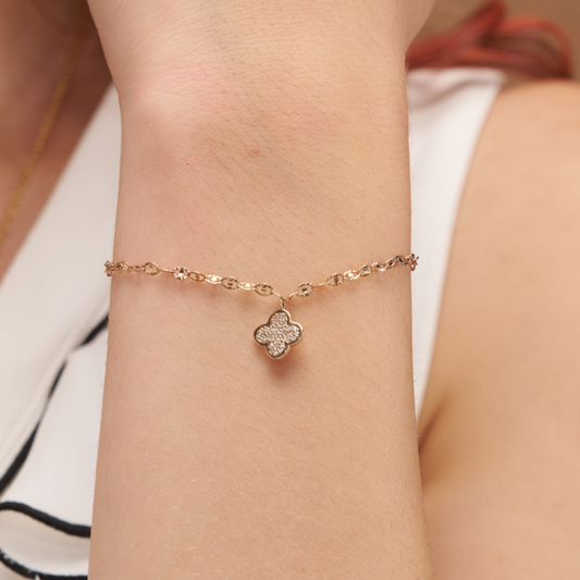 Diamond Clover Charm Bracelet - KYMEE