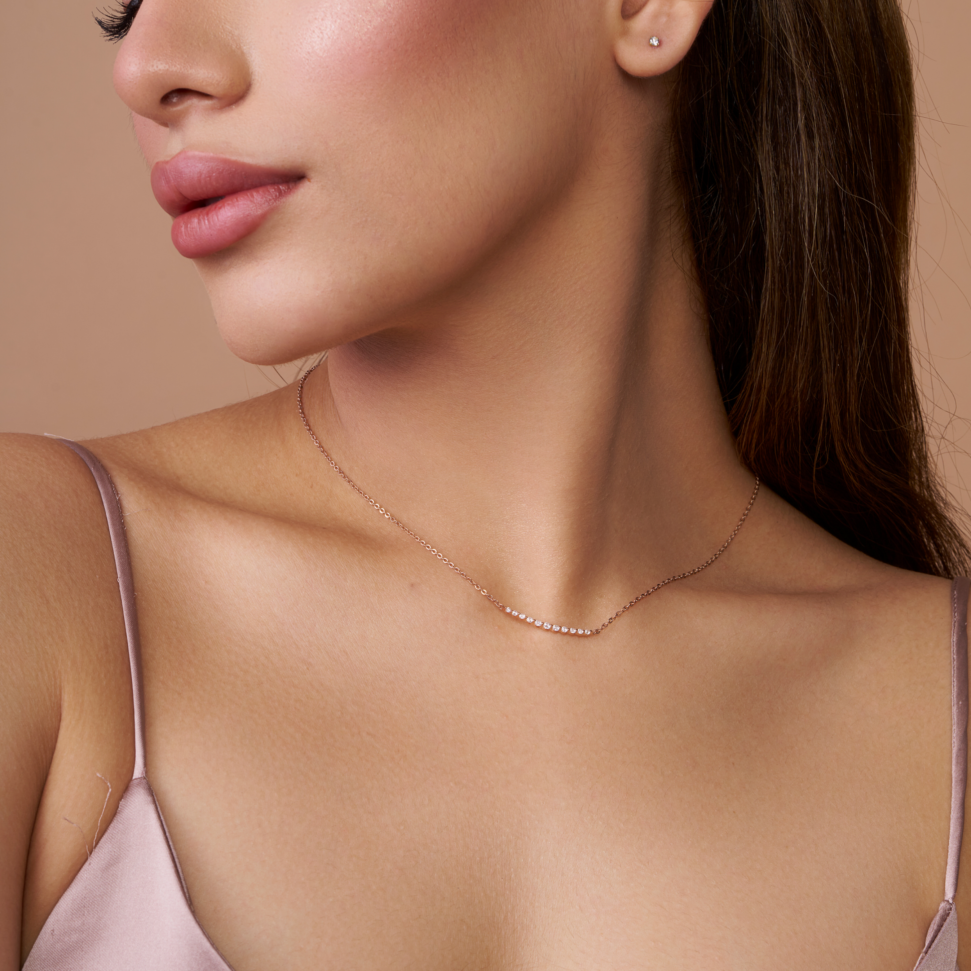 Delicate Diamond Curve Necklace - KYMEE