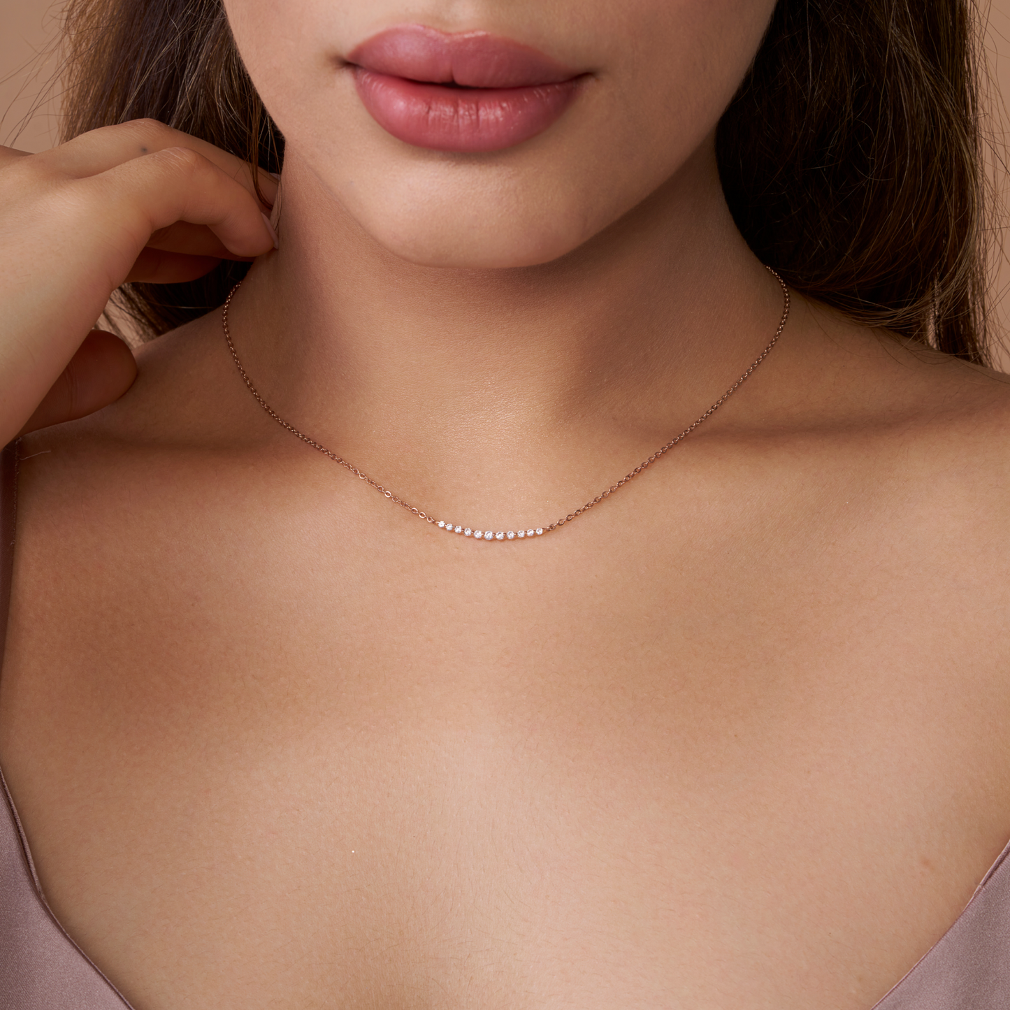 Delicate Diamond Curve Necklace - KYMEE