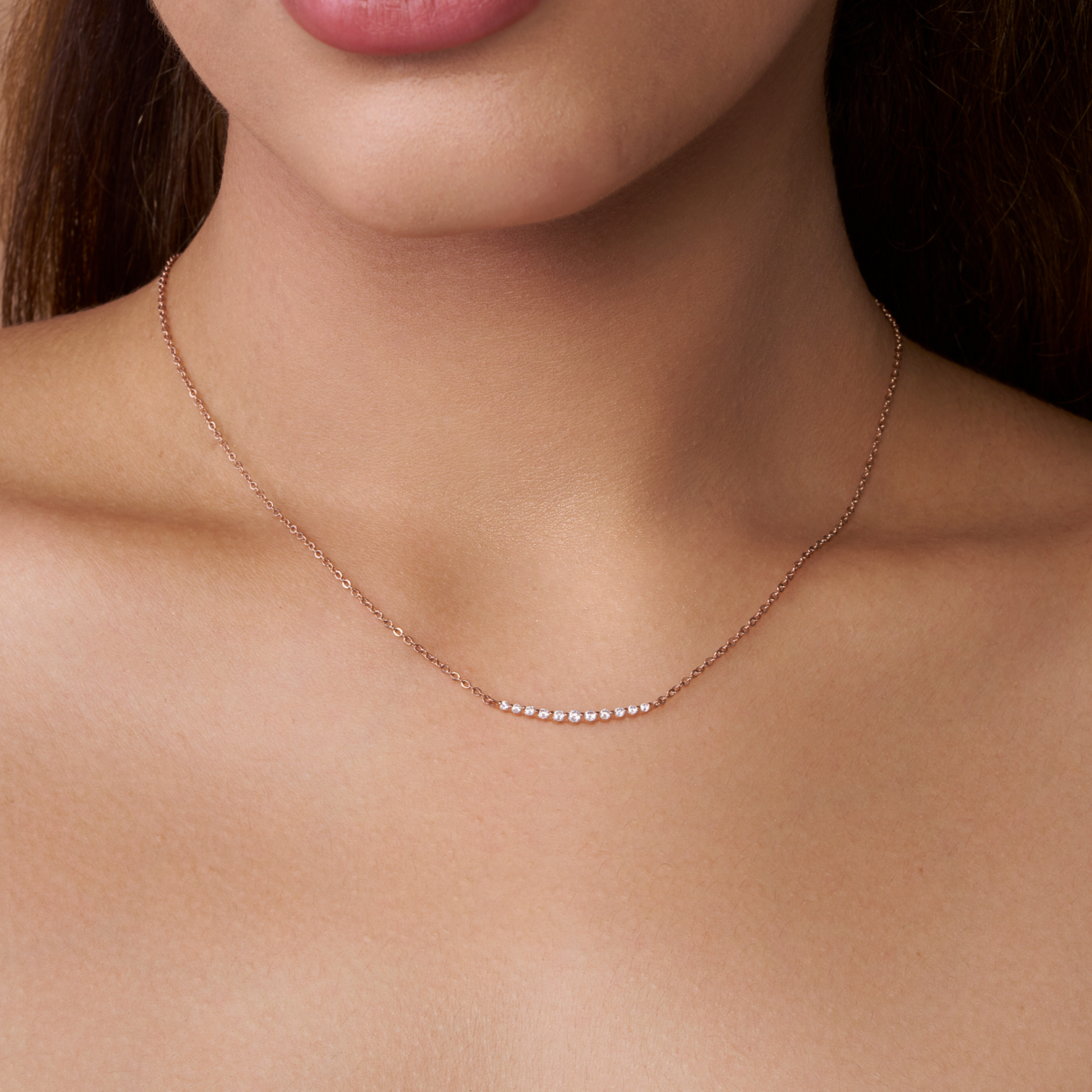 Delicate Diamond Curve Necklace - KYMEE