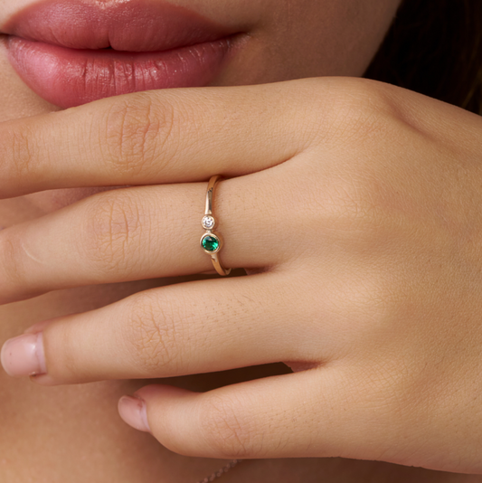 Bezel-Set Dual Round Stone Ring - KYMEE