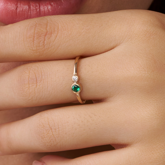 Bezel-Set Dual Round Stone Ring - KYMEE