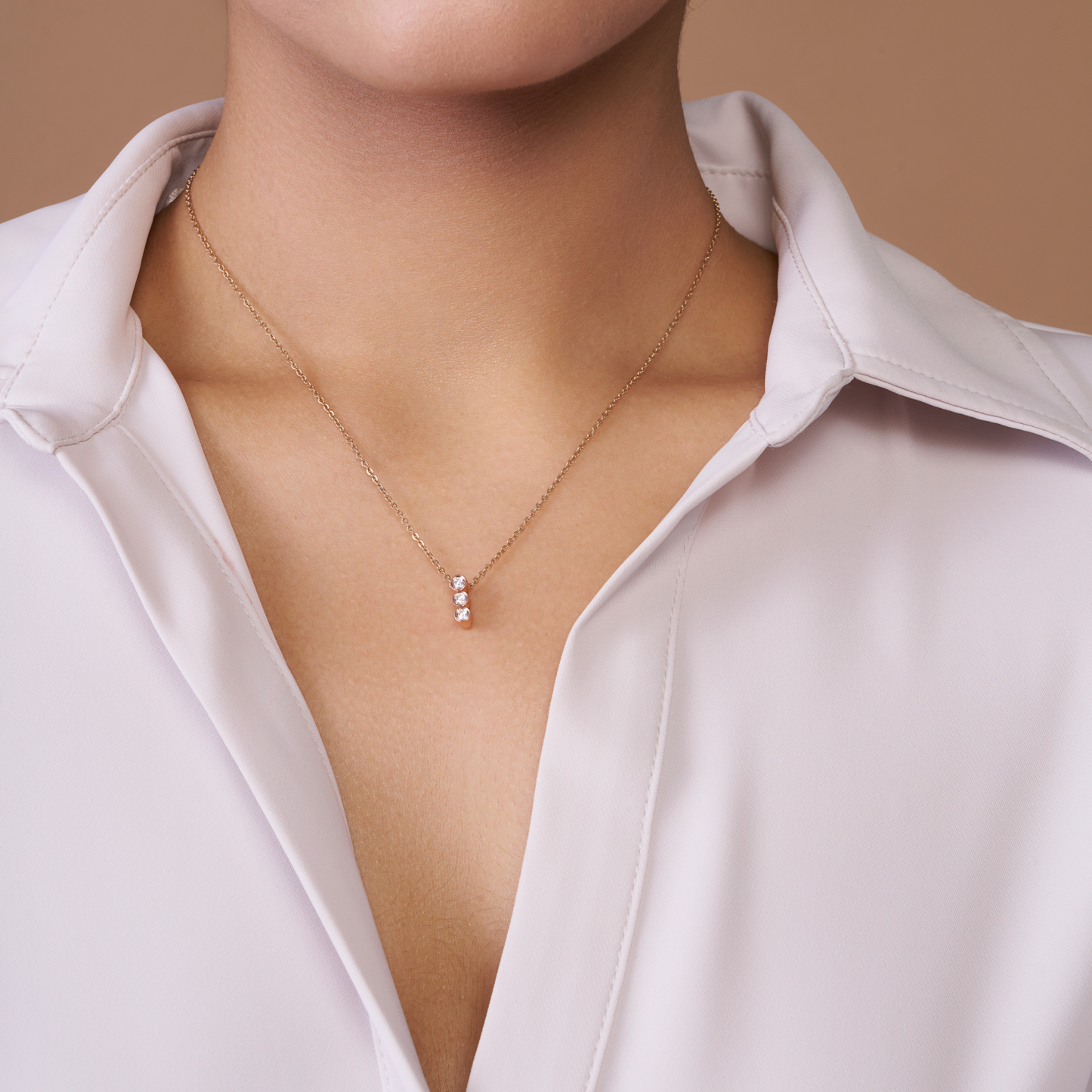 Three-Stone Silver Necklace - KYMEE