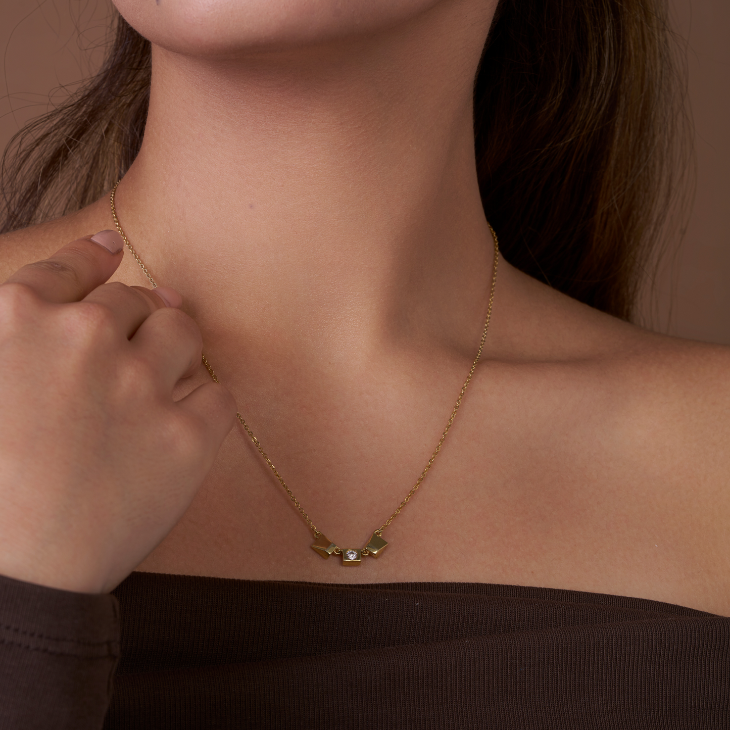 Modern Square Pendant Necklace