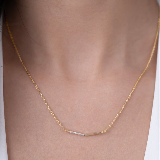 Diamond Bar Pendant Necklace