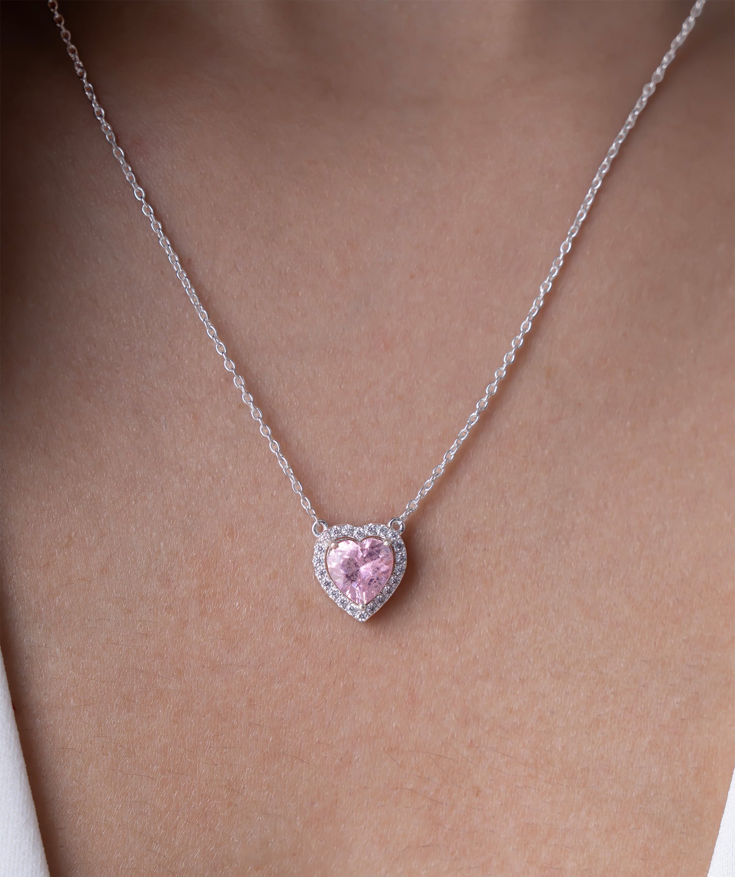 Halo Setting Heart Necklace