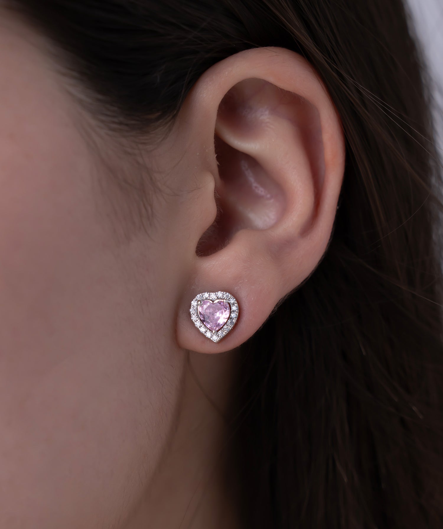 Pink Heart Halo Earrings