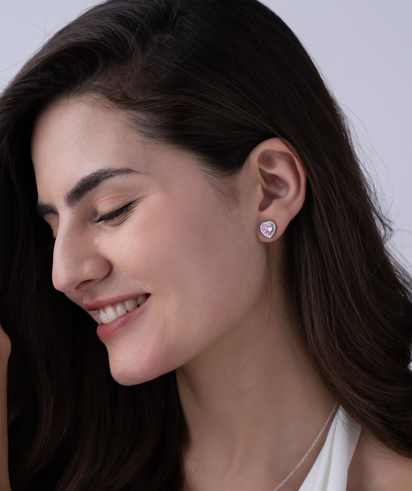 Pink Heart Halo Earrings