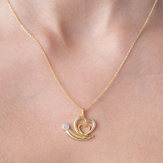 Whimsical Nested Heart Pendant