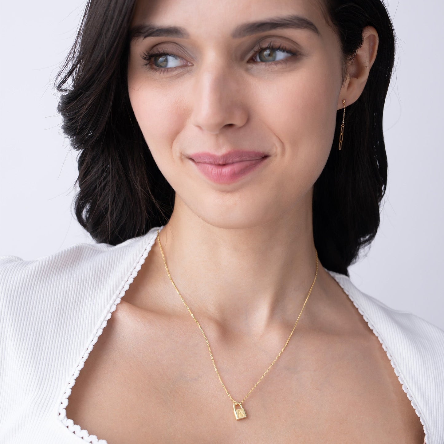 Initial A Padlock Charm Necklace