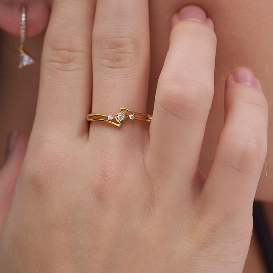 Triple Stone Wave Ring