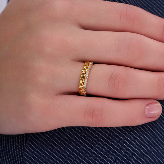 Heart Pave Double Band