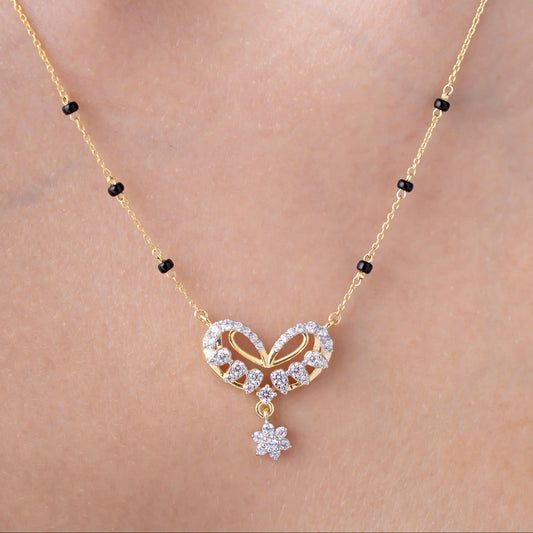 Floral Heart Drop Modern Mangalsutra