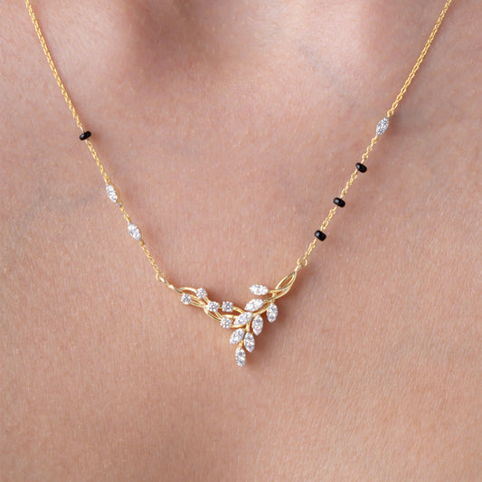 Crystal Leaf Vine Mangalsutra
