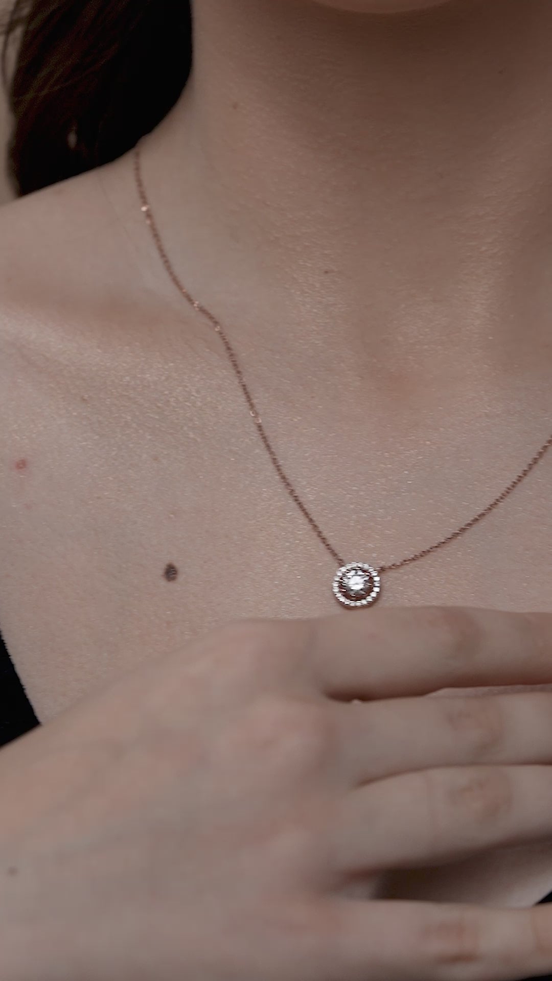 Round Cut Halo Necklace
